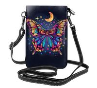 Mexpekil Bolso cruzado de cuero para mujer, bolso cruzado para teléfono, impermeable, cartera pequeña para mujer, Moon Star Butterfly, Talla única
