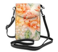 Mexpekil Bolso cruzado de cuero para mujer, bolso cruzado para teléfono, impermeable, cartera pequeña para mujer, Flores naranjas y amarillas, Talla única