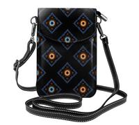 Mexpekil Bolso cruzado de cuero para mujer, bolso cruzado para teléfono, impermeable, cartera pequeña para mujer, Formas geométricas azules y naranjas, Talla única