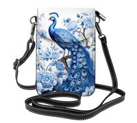 Mexpekil Bolso cruzado de cuero para mujer, bolso cruzado para teléfono, impermeable, cartera pequeña para mujer, Azul pavo real floral, Talla única