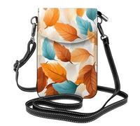 Mexpekil Bolso cruzado de cuero para mujer, bolso cruzado para teléfono, impermeable, cartera pequeña para mujer, Hojas naranjas otoñales, Talla única