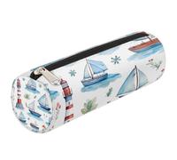 Mexpekil Bonito estuche náutico para lápices, diseño de faro, velero, bolsa para suministros escolares, para niñas, niños, adolescentes, mujeres, bolsa de brochas de maquillaje