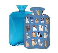 Mexpekil Botella de agua caliente con funda de franela suave, bolsa grande de agua caliente de 2 litros para aliviar el dolor, manos cálidas, pies y cuerpo, regalo ideal para adultos y niños (perro de