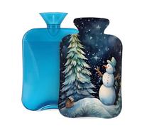 Mexpekil Botella de agua caliente con funda de franela suave, bolsa grande de agua caliente de 2 litros para aliviar el dolor, manos cálidas, pies y cuerpo, regalo ideal para adultos y niños (árbol de