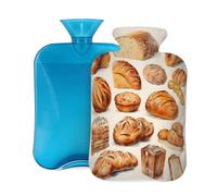 Mexpekil Botella de agua caliente con funda de franela suave, bolsa grande de agua caliente de 2 litros para aliviar el dolor, manos cálidas, pies y cuerpo, regalo ideal para adultos y niños (pan)