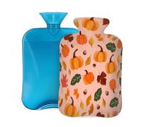 Mexpekil Botella de agua caliente con funda de franela suave, bolsa grande de agua caliente de 2 litros para aliviar el dolor, manos cálidas, pies y cuerpo, regalo ideal para adultos y niños (patrón