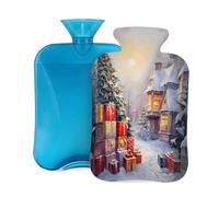 Mexpekil Botella de agua caliente con funda de franela suave, bolsa grande de agua caliente de 2 litros para aliviar el dolor, manos cálidas, pies y cuerpo, regalo ideal para adultos y niños (árbol de