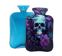 Mexpekil Botella de agua caliente con funda de franela suave, bolsa grande de agua caliente de 2 litros para aliviar el dolor, manos cálidas, pies y cuerpo, regalo ideal para adultos y niños (cabeza