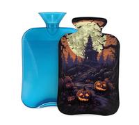 Mexpekil Botella de agua caliente con funda de franela suave, bolsa grande de agua caliente de 2 litros para aliviar el dolor, manos cálidas, pies y cuerpo, regalo ideal para adultos y niños (noche