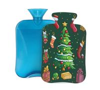 Mexpekil Botella de agua caliente con funda de franela suave, bolsa grande de agua caliente de 2 litros para aliviar el dolor, manos cálidas, pies y cuerpo, regalo ideal para adultos y niños (regalos