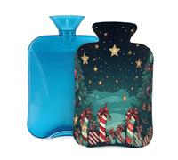 Mexpekil Botella de agua caliente con funda de franela suave, bolsa grande de agua caliente de 2 litros para aliviar el dolor, manos cálidas, pies y cuerpo, regalo ideal para adultos y niños (estrella