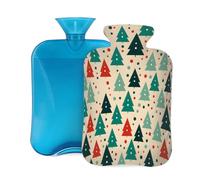 Mexpekil Botella de agua caliente con funda de franela suave, bolsa grande de agua caliente de 2 litros para aliviar el dolor, manos cálidas, pies y cuerpo, regalo ideal para adultos y niños (árbol de