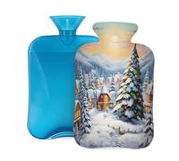 Mexpekil Botella de agua caliente con funda de franela suave, bolsa grande de agua caliente de 2 litros para aliviar el dolor, manos cálidas, pies y cuerpo, regalo ideal para adultos y niños (árbol de