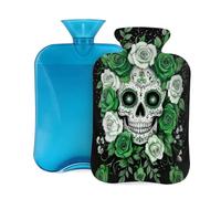 Mexpekil Botella de agua caliente con funda de franela suave, bolsa grande de agua caliente de 2 litros para aliviar el dolor, manos cálidas, pies y cuerpo, regalo ideal para adultos y niños (cabeza