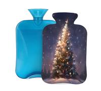 Mexpekil Botella de agua caliente con funda de franela suave, bolsa grande de agua caliente de 2 litros para aliviar el dolor, manos cálidas, pies y cuerpo, regalo ideal para adultos y niños (árbol de