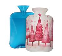 Mexpekil Botella de agua caliente con funda de franela suave, bolsa grande de agua caliente de 2 litros para aliviar el dolor, manos cálidas, pies y cuerpo, regalo ideal para adultos y niños (árbol de