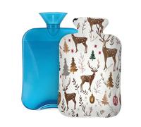 Mexpekil Botella de agua caliente con funda de franela suave, bolsa grande de agua caliente de 2 litros para aliviar el dolor, manos cálidas, pies y cuerpo, regalo ideal para adultos y niños (árbol de