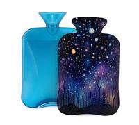 Mexpekil Botella de agua caliente con funda de franela suave, bolsa grande de agua caliente de 2 litros para aliviar el dolor, manos cálidas, pies y cuerpo, regalo ideal para adultos y niños (bosque