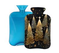 Mexpekil Botella de agua caliente con funda de franela suave, bolsa grande de agua caliente de 2 litros para aliviar el dolor, manos cálidas, pies y cuerpo, regalo ideal para adultos y niños (árbol de