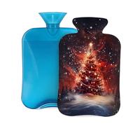 Mexpekil Botella de agua caliente con funda de franela suave, bolsa grande de agua caliente de 2 litros para aliviar el dolor, manos cálidas, pies y cuerpo, regalo ideal para adultos y niños (árbol de
