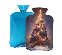 Mexpekil Botella de agua caliente con funda de franela suave, bolsa grande de agua caliente de 2 litros para aliviar el dolor, manos cálidas, pies y cuerpo, regalo ideal para adultos y niños (árbol de