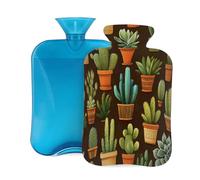 Mexpekil Botella de agua caliente con funda de franela suave, bolsa grande de agua caliente de 2 litros para aliviar el dolor, manos cálidas, pies y cuerpo, regalo ideal para adultos y niños (varios