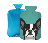 Mexpekil Botella de agua caliente con funda de franela suave, bolsa grande de agua caliente de 2 litros para aliviar el dolor, manos cálidas, pies y cuerpo, regalo ideal para adultos y niños (Boston