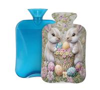 Mexpekil Botella de agua caliente con funda de franela suave, bolsa grande de agua caliente de 2 litros para aliviar el dolor, manos cálidas, pies y cuerpo, regalo ideal para adultos y niños (conejo