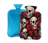 Mexpekil Botella de agua caliente con funda de franela suave, bolsa grande de agua caliente de 2 litros para aliviar el dolor, manos cálidas, pies y cuerpo, regalo ideal para adultos y niños (cabeza