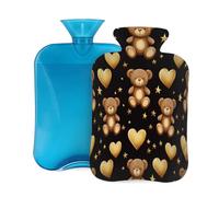 Mexpekil Botella de agua caliente con funda de franela suave, bolsa grande de agua caliente de 2 litros para aliviar el dolor, manos cálidas, pies y cuerpo, regalo ideal para adultos y niños (corazón
