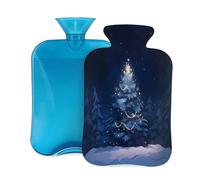 Mexpekil Botella de agua caliente con funda de franela suave, bolsa grande de agua caliente de 2 litros para aliviar el dolor, manos cálidas, pies y cuerpo, regalo ideal para adultos y niños (árbol de