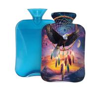 Mexpekil Botella de agua caliente con funda de franela suave, bolsa grande de agua caliente de 2 litros para aliviar el dolor, manos cálidas, pies y cuerpo, regalo ideal para adultos y niños (montañas