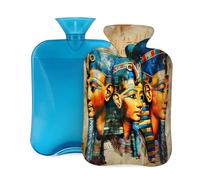 Mexpekil Botella de agua caliente con tapa, estilo de arte egipcio, de los faraones antiguos, bolsa de agua caliente de PVC de 2 litros para aliviar el dolor, pies, espalda, calor