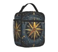 Mexpekil Brújula brillante constelaciones aisladas bolsa de almuerzo para mujeres y hombres, lonchera térmica portátil con bolsillo lateral de malla para adultos, lonchera para el trabajo