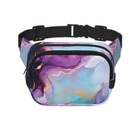 Mexpekil Bumbag - Riñonera de mármol líquido, color violeta, cian, azul, para mujeres y hombres, impermeable, con correa ajustable, para correr, senderismo, multicolor, Talla única