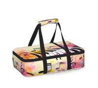 Mexpekil Cacerola aislada con teclas de piano y notas musicales retro, para alimentos fríos o calientes, impermeable, bolsa de almuerzo