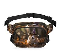 Mexpekil Cangurera divertida Border Collie en color meteorito, bolsa de cinturón de dos vías con cremallera repelente al agua, bolsas cruzadas con correa ajustable, Black