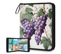 Mexpekil Carpeta de hojas de uva para tarjetas de frutas, 4 bolsillos con 50 páginas de carga lateral, carpeta de colección de tarjetas para 400 tarjetas, con cremallera, álbum de tarjetas