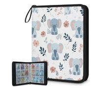 Mexpekil Carpeta de tarjetas de flores de elefante, 9 bolsillos con 50 páginas de carga lateral, carpeta de colección de tarjetas para 900 tarjetas con cremallera, álbum de tarjetas intercambiables