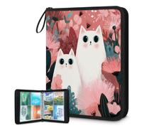 Mexpekil Carpeta de tarjetas de flores de jardín con 4 bolsillos con 50 páginas de carga lateral, carpeta de colección de tarjetas para 400 tarjetas, con cremallera, álbum de tarjetas intercambiables