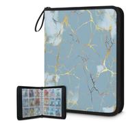 Mexpekil Carpeta de tarjetas de piedra azul claro, 9 bolsillos con 50 páginas de carga lateral, carpeta de colección de tarjetas para 900 tarjetas, con cremallera, álbum de tarjetas intercambiables