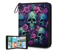 Mexpekil Carpeta de tarjetas florales con 4 bolsillos con 50 páginas de carga lateral, carpeta de colección de tarjetas para 400 tarjetas con cremallera, álbum de tarjetas intercambiables, impermeable