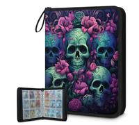 Mexpekil Carpeta de tarjetas florales con 9 bolsillos con 50 páginas de carga lateral, carpeta de colección de tarjetas para 900 tarjetas con cremallera, álbum de tarjetas intercambiables, impermeable