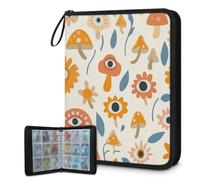 Mexpekil Carpeta de tarjetas Magic Mushroom Eyes de 9 bolsillos con 50 páginas de carga lateral, carpeta de colección de tarjetas para 900 tarjetas, con cremallera, álbum de tarjetas intercambiables