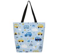 Mexpekil Cars Stars Clound - Bolsa de lona reutilizable para mujeres y niñas, bolsas de compras grandes para mujer, multiusos, bolsa de hombro