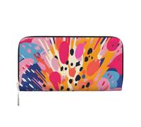 Mexpekil Cartera de piel sintética para mujer con bolsillo para monedas con cremallera, bolso de mano Big Bang of Colors para mujer, Black, Talla única, Moderno