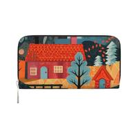Mexpekil Cartera de piel sintética para mujer con bolsillo para monedas con cremallera, bolso de mano de línea Art Manor, monederos para mujer, Black, Talla única, Moderno
