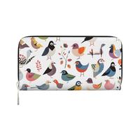 Mexpekil Cartera de piel sintética para mujer con bolsillo para monedas con cremallera, bolso de mano guía para pájaros para mujer, Black, Talla única, Moderno