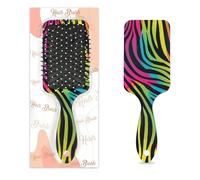 Mexpekil Cepillo de masaje para el cabello para mujeres y hombres, cepillo de paleta desenredante para cabello húmedo o seco, peines suaves con cojín de aire (estampado de cebra neón)