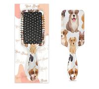 Mexpekil Cepillo de pelo para desenredar con patrón de perro, cepillo de pelo húmedo y seco, peine de masaje con cojín de aire para identificación, niñas, mujeres y hombres